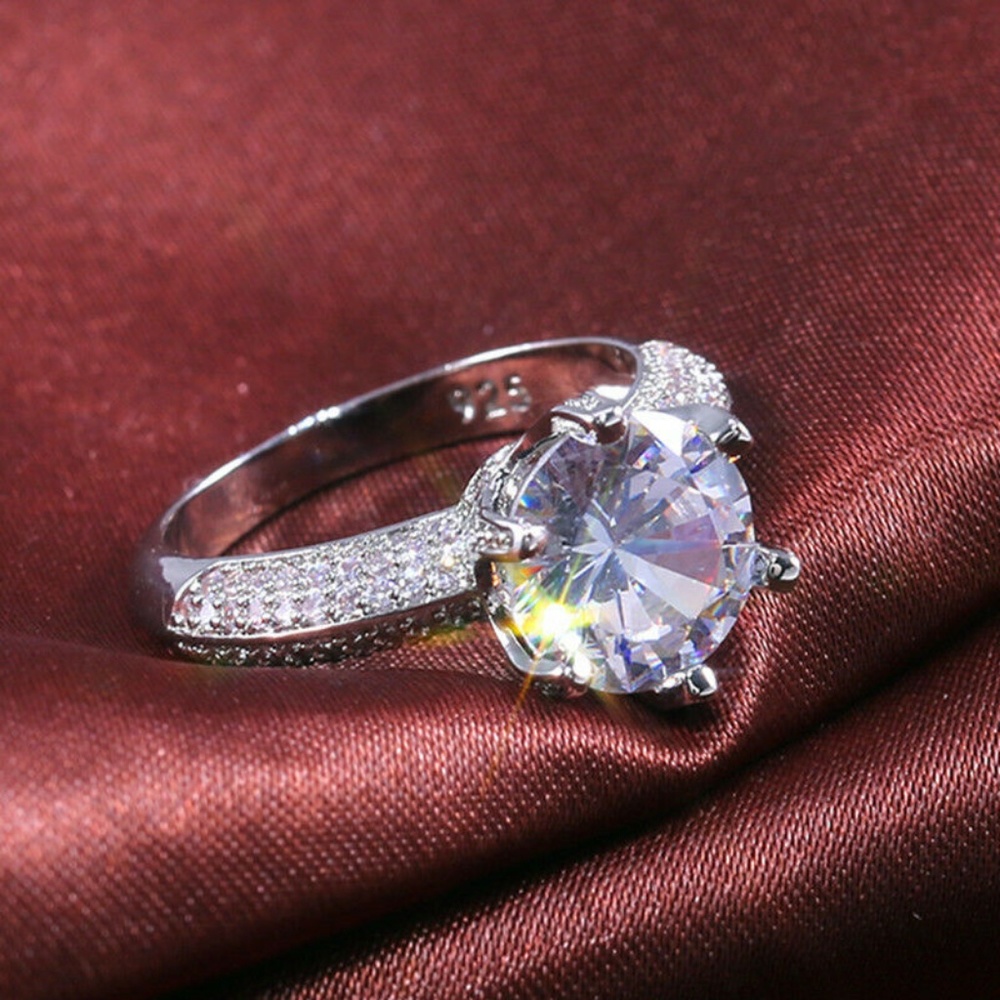 Gorgeous 925 Silver White Sapphire  Wedding Ring - Picture 6 of 7
